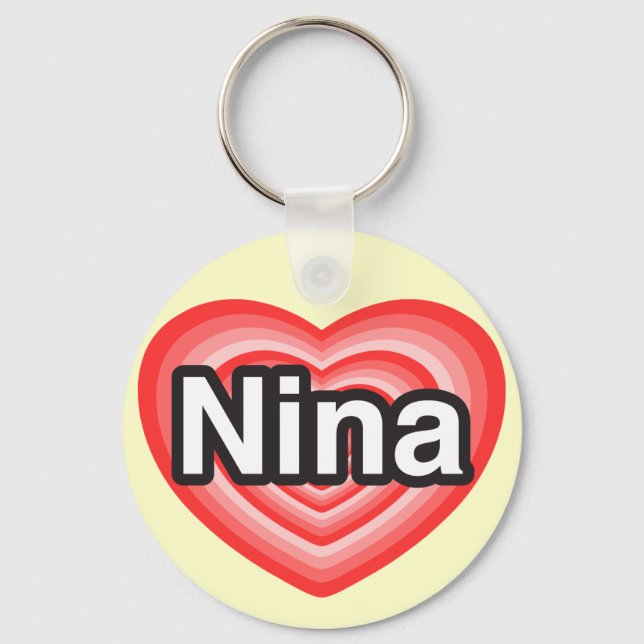 Chaveiro Eu amo Nina. Eu te amo, Nina. Coração (Frente)