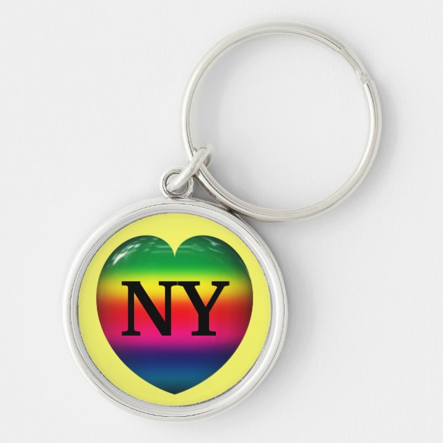 Chaveiro Eu Amo Nova York Rainbow Heart Keychain (Frente)
