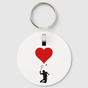 Chaveiro Eu amo o Badminton (vertical)