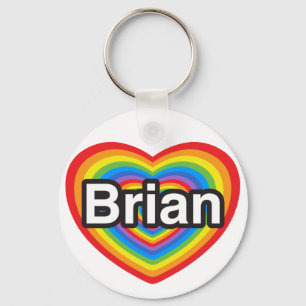 Chaveiro Eu amo o Brian. Eu te amo Brian. Coração