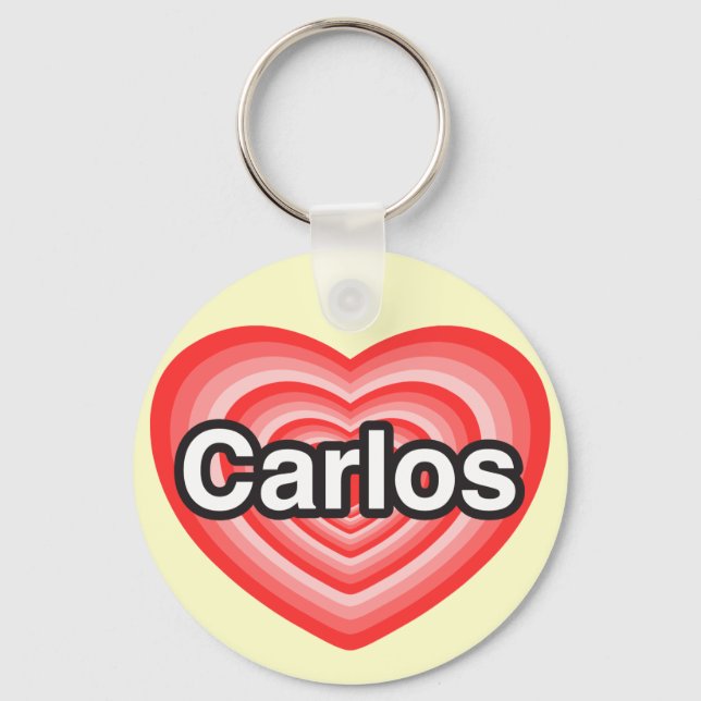 Chaveiro Eu amo o Carlos. Eu te amo Carlos. Coração (Frente)