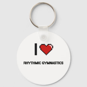 Chaveiro Eu amo o design retro de Digitas da ginástica