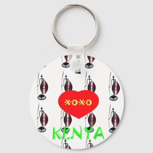 Chaveiro Eu amo o Kenya Maasai Art Impressão