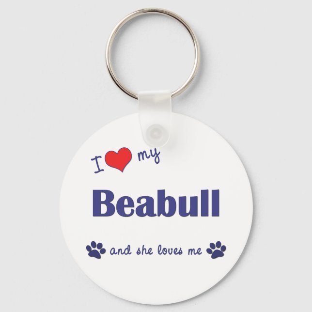Chaveiro Eu Amo O Meu Cabeça (Cachorro Feminino) (Frente)