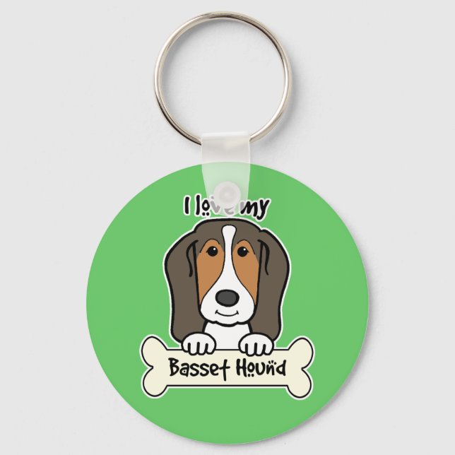Chaveiro Eu Amo O Meu Cesto De Basset (Frente)