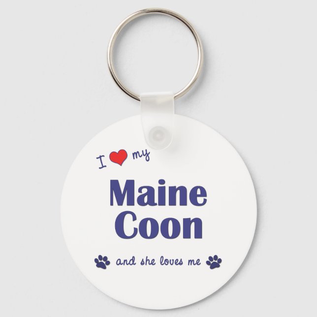 Chaveiro Eu Amo O Meu Luo Maine (Gato Feminino) (Frente)