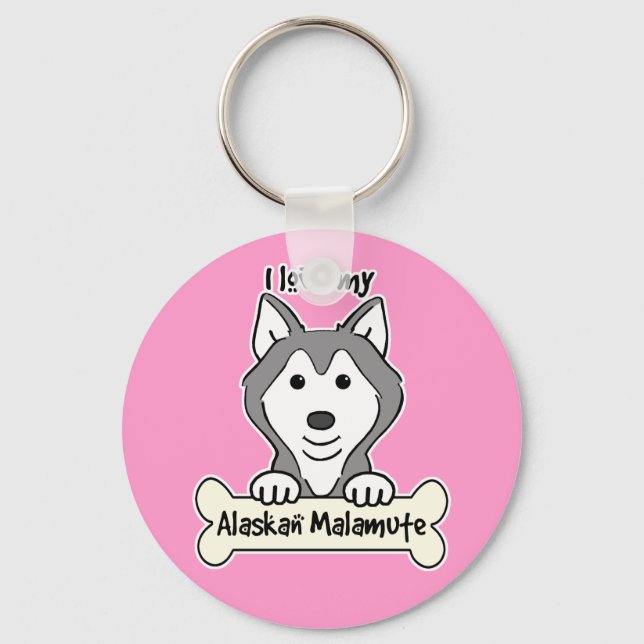 Chaveiro Eu Amo O Meu Malamute Do Alasca (Frente)