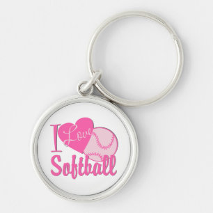 Chaveiro Eu amo o rosa do softball