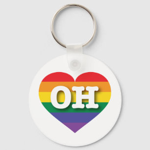 Chaveiro Eu amo Ohio Orgulho gay Rainbow Heart