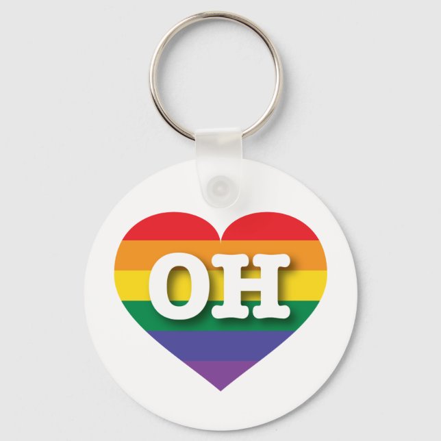 Chaveiro Eu amo Ohio Orgulho gay Rainbow Heart (Frente)
