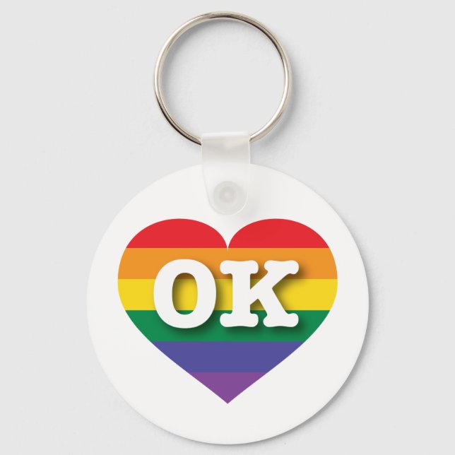 Chaveiro Eu amo Oklahoma Orgulho gay Rainbow Heart (Frente)