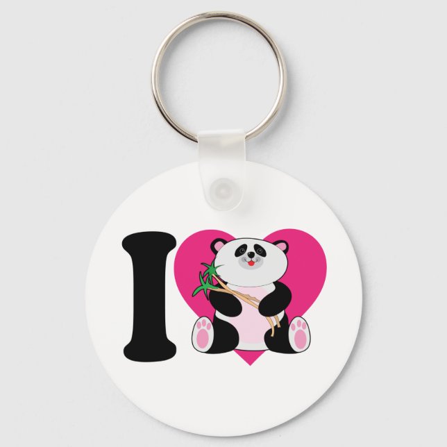 Chaveiro Eu Amo Pandas (Frente)
