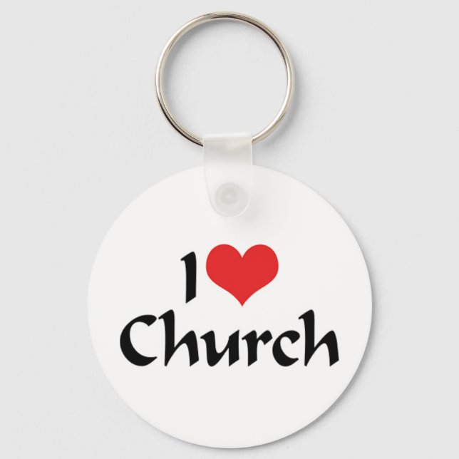 Chaveiro Eu Amo Pingente de Igreja (Frente)