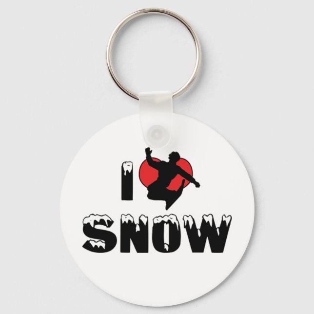 Chaveiro Eu Amo Pingente de Neve (Frente)
