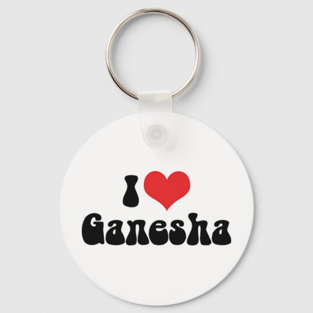 Chaveiro Eu Amo Pingente Ganesha (Frente)