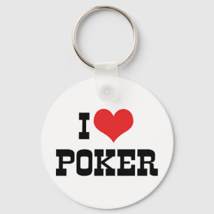 Chaveiro Eu Amo Poker de Coração - Amante do Texas Holdem