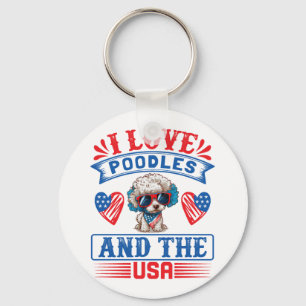 Chaveiro Eu amo Poodles e os EUA 01