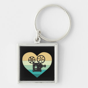 Chaveiro Eu Amo Projetor de Filme Retro do Cinema