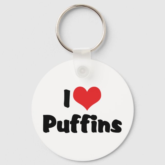 Chaveiro Eu Amo Puffins de Coração (Frente)