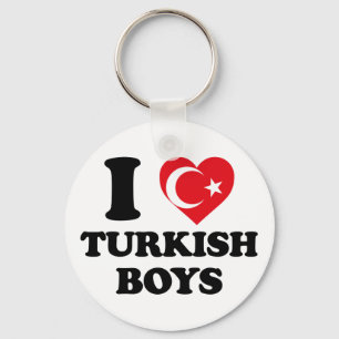 Chaveiro Eu Amo Rapazes Turcos Bandeira da Turquia Coração