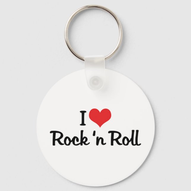Chaveiro Eu Amo Rock & Roll Pingente de Chave (Frente)