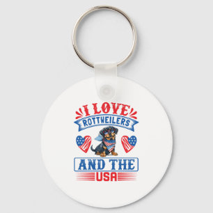 Chaveiro Eu amo Rottweilers e os EUA