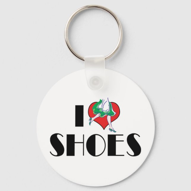 Chaveiro Eu Amo Sapatos Coração - Amante de Sapato da Moda (Frente)