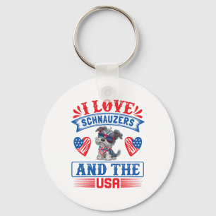 Chaveiro Eu amo Schnauzers e os EUA