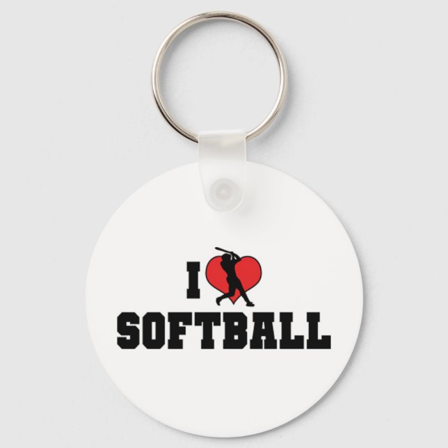 Chaveiro Eu Amo Softbol Pingente de Chave (Frente)