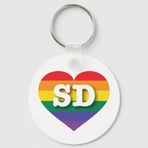Chaveiro Eu amo South Dakota Orgulho gay Rainbow Heart