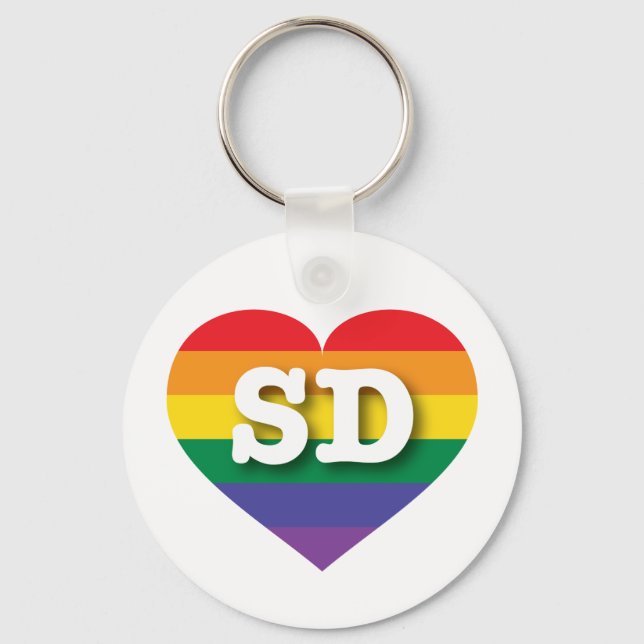 Chaveiro Eu amo South Dakota Orgulho gay Rainbow Heart (Frente)
