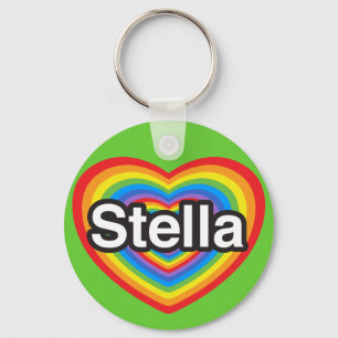 Chaveiro Eu amo Stella. Eu te amo Stella. Coração