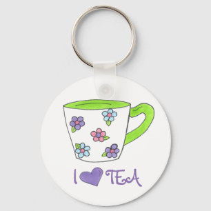 Chaveiro Eu Amo Tea Cerâmica Taap Teacup Heart chain