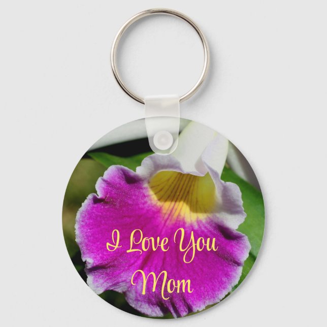 Chaveiro Eu Amo Você Mãe Orquídea Flor (Frente)