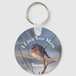 Chaveiro Eu Amo Você Mamãe Pássaro Azul Personalizado