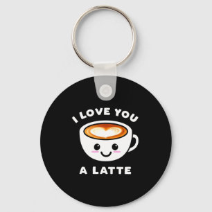 Chaveiro Eu Amo Você Um Latte Engraçado Coração de Café Fof
