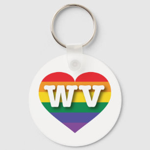 Chaveiro Eu amo West Virginia Rainbow Heart