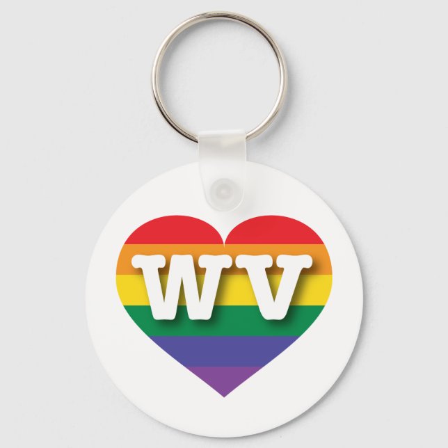 Chaveiro Eu amo West Virginia Rainbow Heart (Frente)