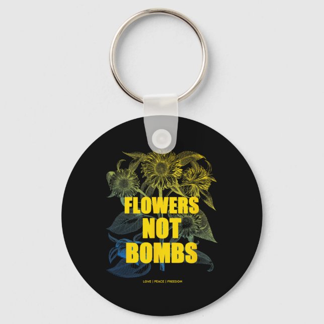 Chaveiro Eu Apoio A Ucrânia Flores Não Bombas Paz Ucrânia (Frente)