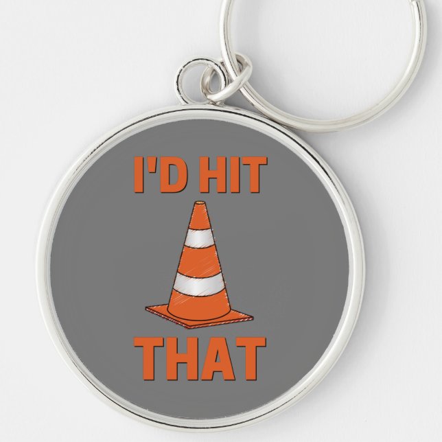 Chaveiro Eu atingiria aquele cone de trânsito de laranja cr (Frente)