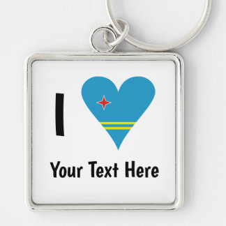Chaveiro Eu (Bandeira de Aruba Coração Amor) Seu Texto