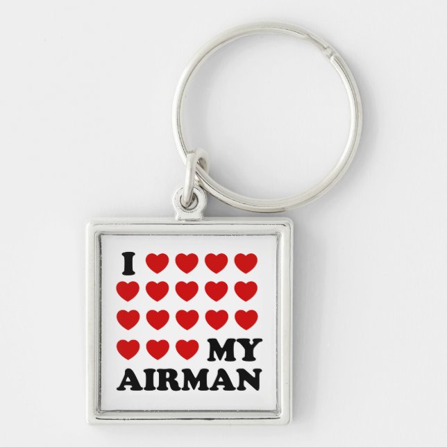 Chaveiro Eu (coração) meu Airman (Frente)