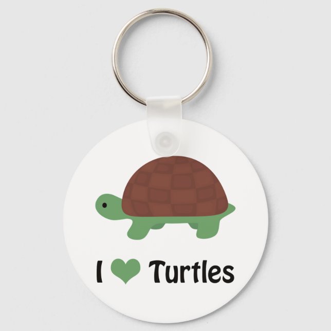 Chaveiro Eu Coração Tartarugas de Cartoon Bonitas (Frente)