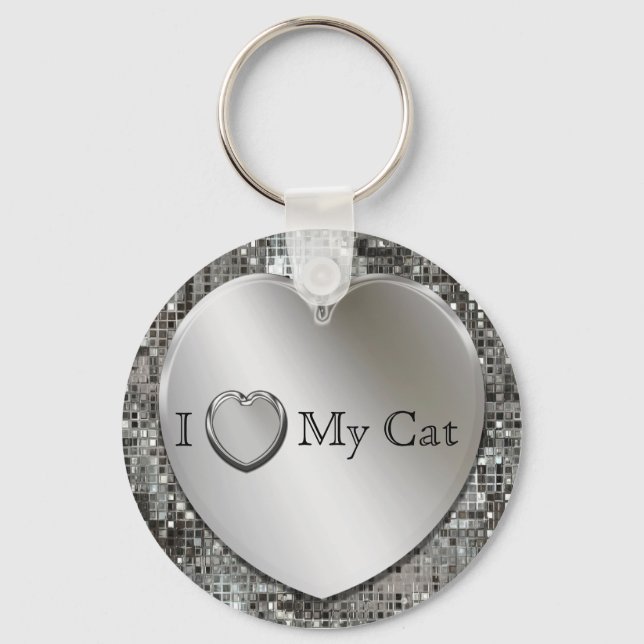 Chaveiro Eu Corto Minha Corrente De Coração De Silver Gato (Frente)
