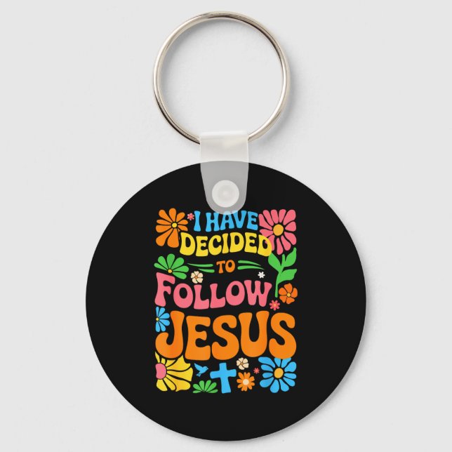 Chaveiro Eu Decidi Seguir Jesus Retro Boho Cristão (Frente)