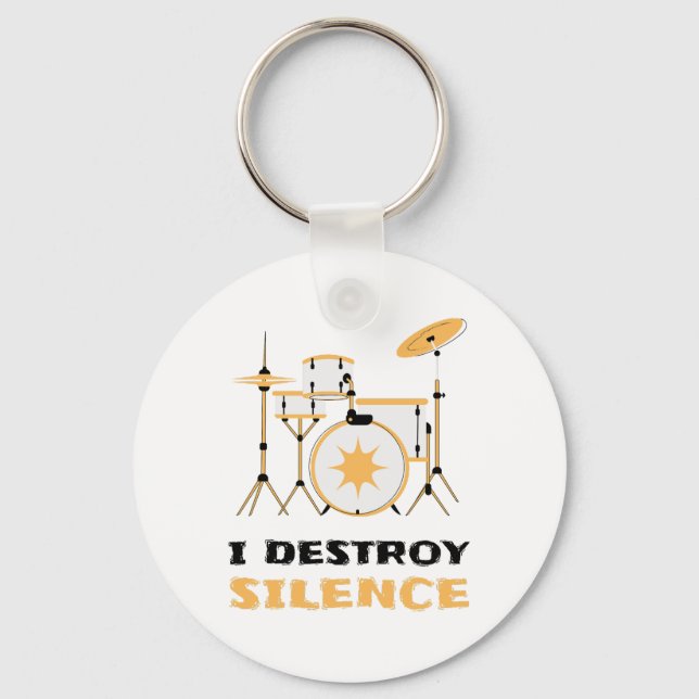 Chaveiro Eu Destruo Silence Funny Drummer (Frente)