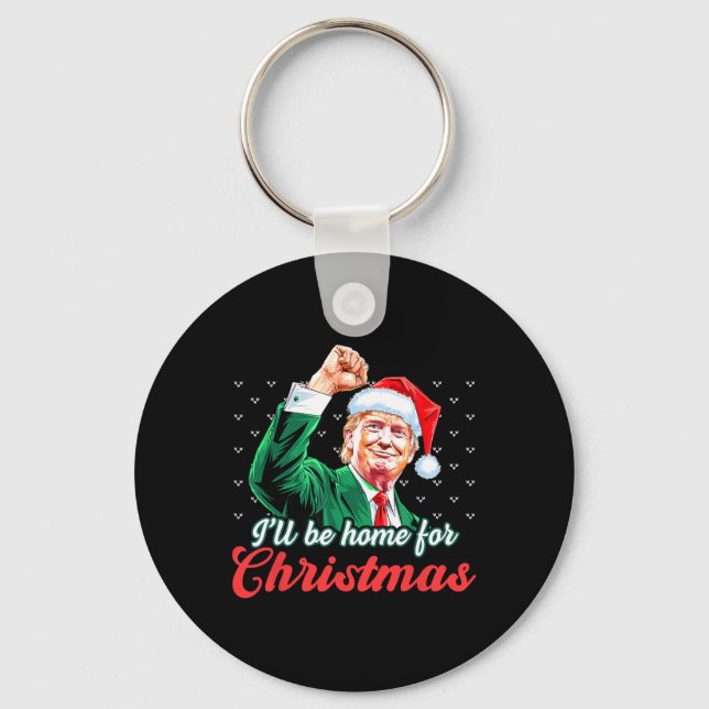 Chaveiro Eu Estarei Em Casa Para O Natal Engraçado. (Frente)