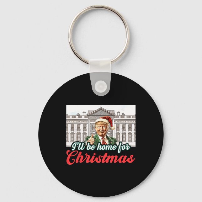 Chaveiro Eu Estarei Em Casa Para O Natal Engraçado. (Frente)