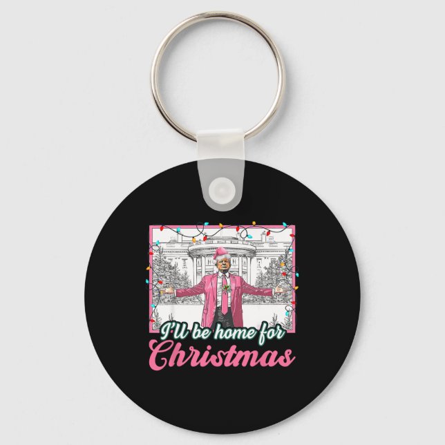 Chaveiro Eu Estarei Em Casa Para O Natal Engraçado. (Frente)