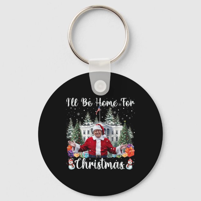 Chaveiro Eu Estarei Em Casa Para O Natal Engraçado. (Frente)